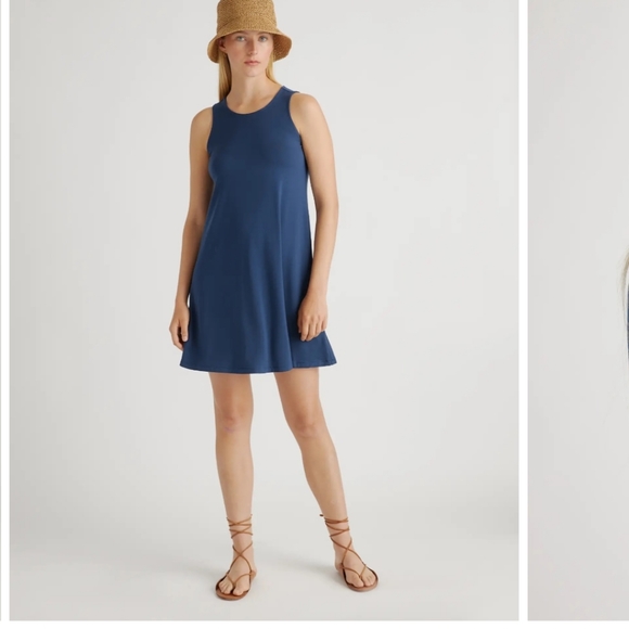 Quince Tencel Jersey Mini Swing Dress Medium Black or Olive Green - Picture 2 of 10